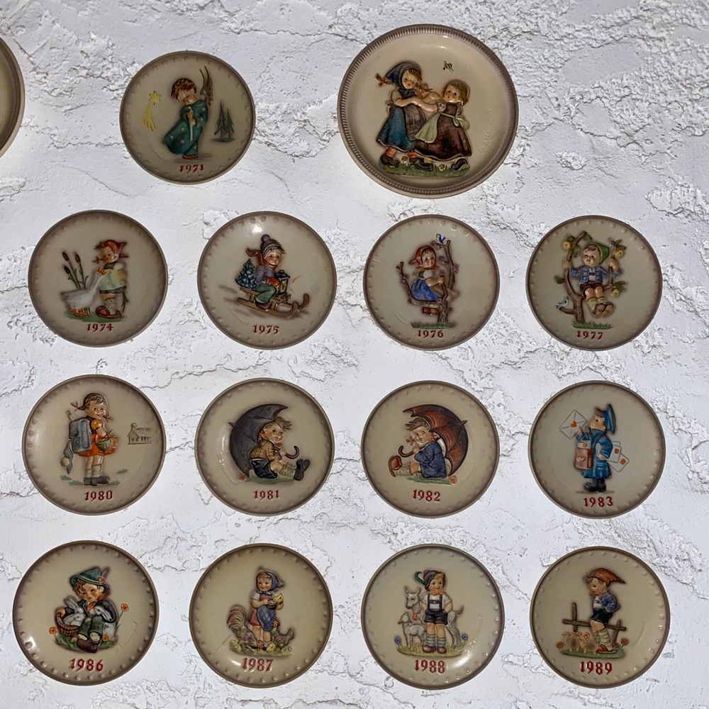 Hummel 1st Edition Hand Painted Annual Collector’s Plates 1971-1995. 26 plates.